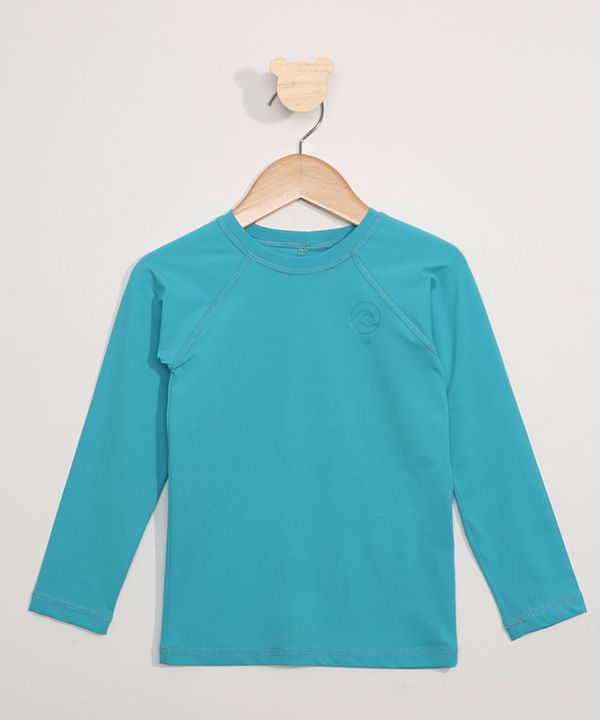 Blusa de Praia Infantil Manga Longa com Proteção UV50+ Azul 12