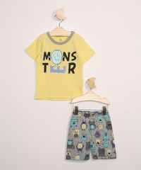 Pijama-Infantil-Brandili-Manga-Curta-Monstros-Amarelo-9968138-Amarelo_1