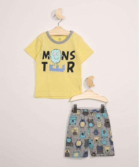 Pijama-Infantil-Brandili-Manga-Curta-Monstros-Amarelo-9968138-Amarelo_1