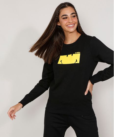 Blusa-de-Moletom-Feminina-Smiley-Preta-9976562-Preto_1