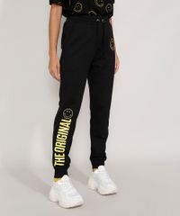 Calca-de-Moletom-Feminina-Smiley-Jogger-Preta-9976767-Preto_1