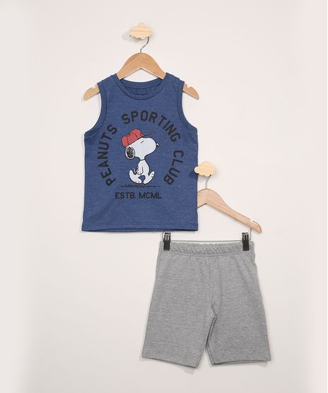 Conjunto-Infantil-Regata-Infantil-Snoopy-Azul-Marinho---Bermuda-de-Moletom--Cinza-Mescla-9968180-Cinza_Mescla_1
