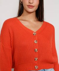 Cardigan-Feminino-de-Trico-Cropped-Decote-V-Laranja-9975005-Laranja_4