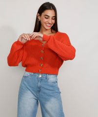 Cardigan-Feminino-de-Trico-Cropped-Decote-V-Laranja-9975005-Laranja_5