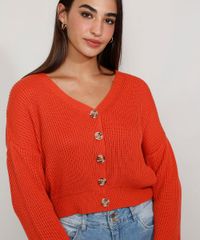 Cardigan-Feminino-de-Trico-Cropped-Decote-V-Laranja-9975005-Laranja_6