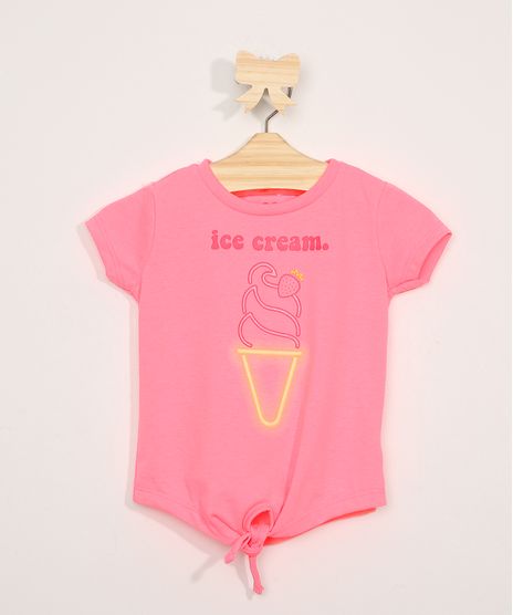 Blusa-Infantil-Manga-Curta-Sorvete-com-No-Rosa-Neon-9978487-Rosa_Neon_1