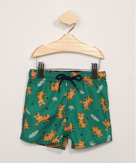 Bermuda-Surf-Infantil-Estampada-de-Tigres-com-Cordao-e-Bolso-Verde-9979144-Verde_1