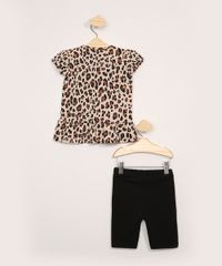Conjunto-Infantil-Blusa-Manga-Curta-Estampada-Animal-Print-Onca-Minnie-Bege---Bermuda-Preta-9980064-Preto_3
