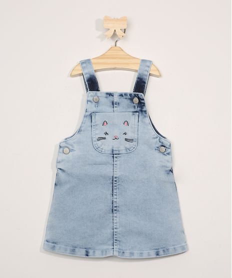 Salopete-Jeans-Infantil-Marmorizada-com-Bolso-e-Bordado-de-Gatinha-Azul-Claro-9978740-Azul_Claro_1