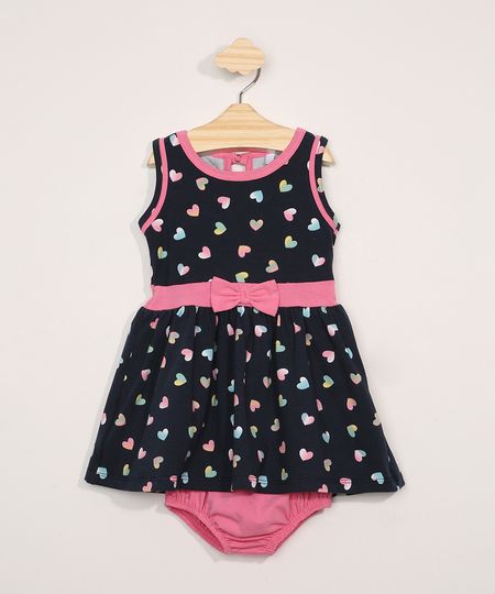 Vestido-Infantil-Sem-Manga-Estampado-de-Coracoes-com-Laco---Calcinha-Azul-Marinho-9982324-Azul_Marinho_1