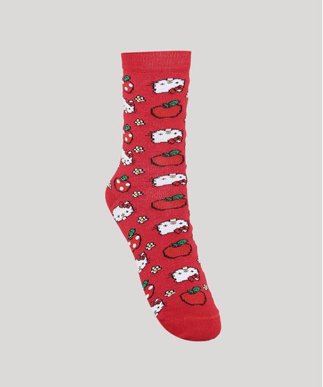 Meia-Feminina-Cano-Alto-Hello-Kitty-Vermelha-9977262-Vermelho_1