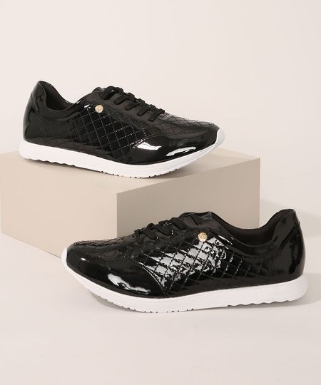 Tenis-Feminino-Via-Uno-Matelasse-em-Verniz-Preto-9984407-Preto_1