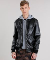 Jaqueta-Masculina-Bomber-2-em-1-com-Capuz-Removivel-em-Moletom-Preta-8855296-Preto_1