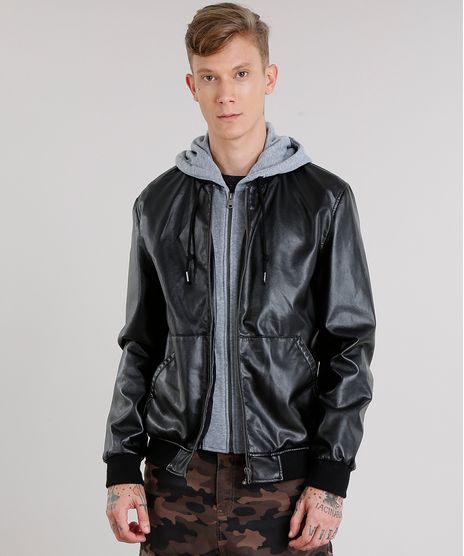 Jaqueta-Masculina-Bomber-2-em-1-com-Capuz-Removivel-em-Moletom-Preta-8855296-Preto_1