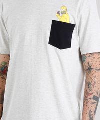 Camiseta-Masculina-com-Bolso-Hommer-Os-Simpsons-Manga-Curta-Gola-Careca-Cinza-Mescla-Claro-9150166-Cinza_Mescla_Claro_4