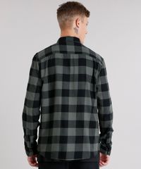 Camisa-Masculina-Xadrez-em-Flanela-com-Bolso-Manga-Longa-Verde-Militar-8623400-Verde_Militar_2