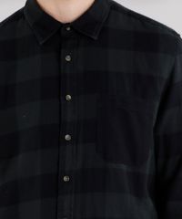 Camisa-Masculina-Xadrez-em-Flanela-com-Bolso-Manga-Longa-Verde-Escuro-8623400-Verde_Escuro_4