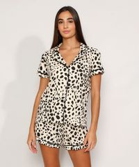 Pijama-Feminino-Camisa-Manga-Curta-Estampado-Animal-Print-Guepardo-com-Vivo-Contrastante-Bege-Claro-9974317-Bege_Claro_1