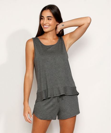 Pijama-Feminino-Regata-com-Babado-Cinza-Mescla-Escuro-9978280-Cinza_Mescla_Escuro_1