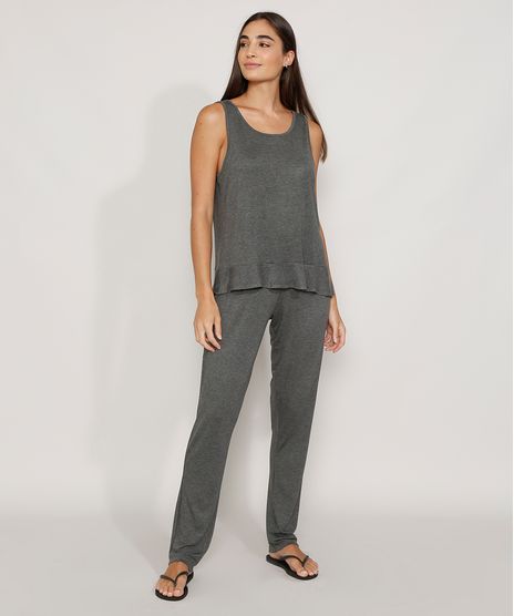 Pijama-Feminino-Regata-com-Babado-Cinza-Mescla-Escuro-9978282-Cinza_Mescla_Escuro_1
