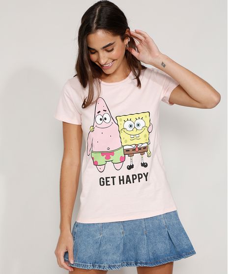 Camiseta-Feminina-Manga-Curta-Bob-Esponja-e-Patrick-Decote-Redondo-Rosa-Claro-9960197-Rosa_Claro_1