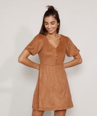 Vestido-de-Suede-Feminino-Curto-Evase-com-Botoes-Manga-Bufante-Caramelo-9975372-Caramelo_5 Vestido-de-Suede-Feminino-Curto-Evase-com-Botoes-Manga-Bufante-Caramelo-9975372-Caramelo_5