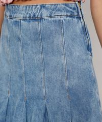 Saia-Jeans-Feminina-Curta-Marmorizada-com-Pregas-Azul-Medio-9982410-Azul_Medio_6