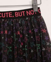 Saia-Infantil-de-Tule-Estampada-de-Estrelas-Preta-9974237-Preto_4