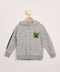 Blusa-de-Moletom-Infantil-Minecraft-com-Ziper-e-Capuz-Cinza-Mescla-9981012-Cinza_Mescla_1
