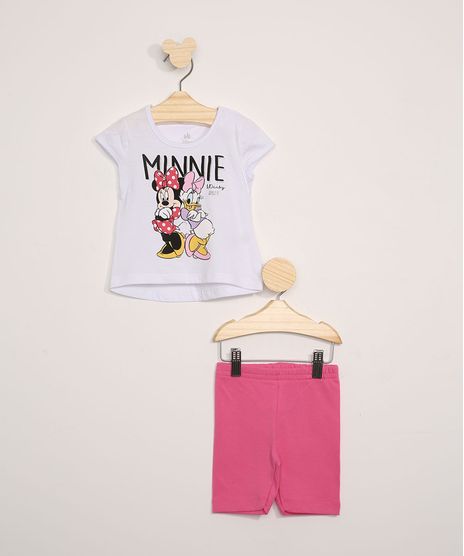 Conjunto-Infantil-Minnie-e-Margarida-de-Blusa-Manga-Curta-Branca---Bermuda-Rosa-9967579-Rosa_1