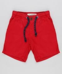 Bermuda-Infantil-Basica-com-Bolsos-em-Algodao---Sustentavel-Vermelha-8609261-Vermelho_1