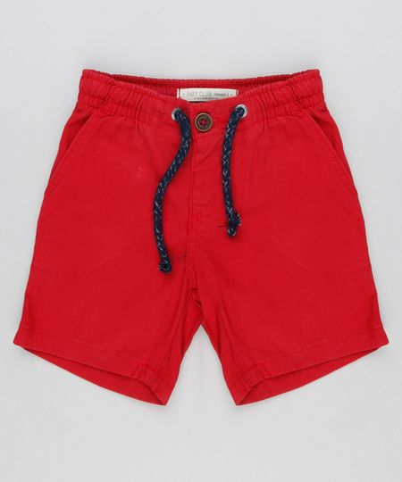 Bermuda-Infantil-Basica-com-Bolsos-em-Algodao---Sustentavel-Vermelha-8609261-Vermelho_1