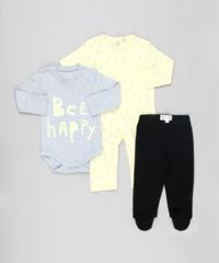 Conjunto-Infantil-de-Macacao-Estampado-de-Abelhas-Amarelo-Claro---Body-Manga-Longa-Cinza-Mescla---Calca-com-Pezinho-em-Algodao---Sustentavel-Preta-8922138-Preto_1