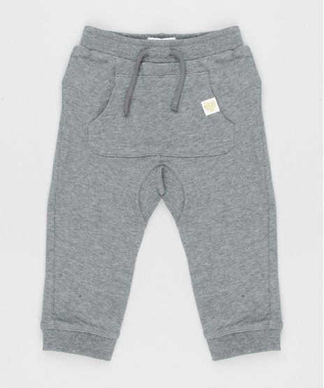 Calca-Infantil-em-Moletom-com-Bolso-Canguru-em-Algodao---Sustentavel-Cinza-Mescla-Escuro-8915774-Cinza_Mescla_Escuro_1
