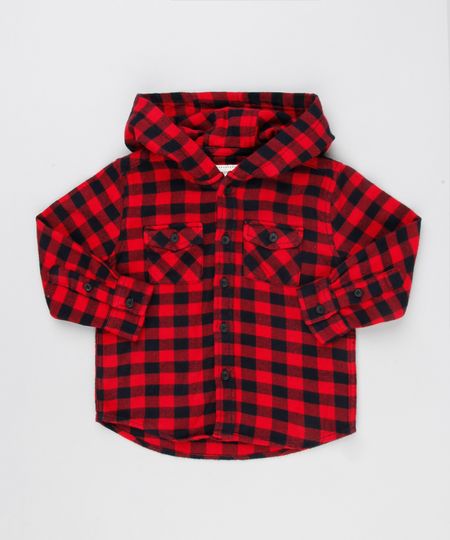 Camisa-Infantil-Xadrez-em-Flanela-com-Capuz-Manga-Longa-Vermelha-8853428-Vermelho_1