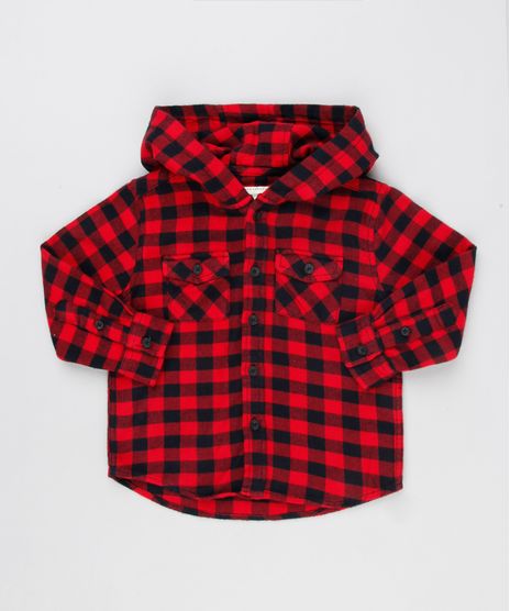 Camisa-Infantil-Xadrez-em-Flanela-com-Capuz-Manga-Longa-Vermelha-8853428-Vermelho_1