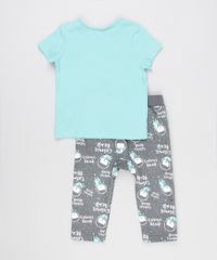 Conjunto-Infantil-de-Camiseta-Manga-Curta-Verde---Calca-Estampada-de-Ursos---Babador-em-Algodao---Sustentavel-Chumbo-8908965-Chumbo_2