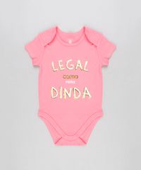 Body-Infantil--Legal-Como-Minha-Dinda--Manga-Curta-Decote-Redondo-em-Algodao---Sustentavel-Rosa-8915718-Rosa_1