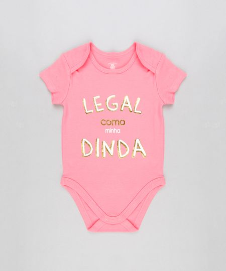 Body-Infantil--Legal-Como-Minha-Dinda--Manga-Curta-Decote-Redondo-em-Algodao---Sustentavel-Rosa-8915718-Rosa_1