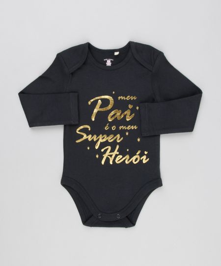 Body-Infantil--Meu-Pai-e-Meu-Super-Heroi--Manga-Longa-Decote-Redondo-em-Algodao---Sustentavel-Preto-8920264-Preto_1