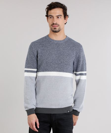Sueter-Masculino-Bicolor-com-Listras-em-Trico-Gola-Redonda-Manga-Longa-Azul-Marinho-8851858-Azul_Marinho_1 Sueter-Masculino-Bicolor-com-Listras-em-Trico-Gola-Redonda-Manga-Longa-Azul-Marinho-8851858-Azul_Marinho_1