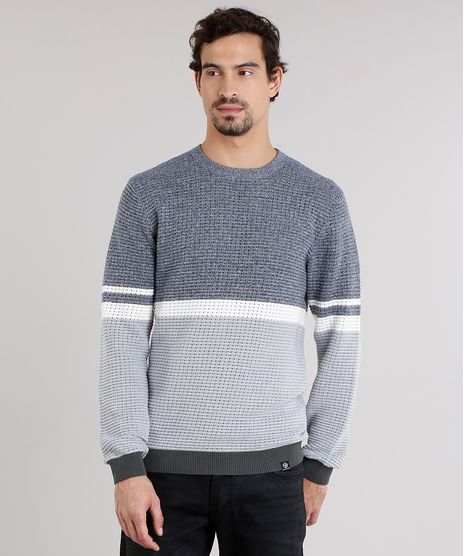 Sueter-Masculino-Bicolor-com-Listras-em-Trico-Gola-Redonda-Manga-Longa-Azul-Marinho-8851858-Azul_Marinho_1