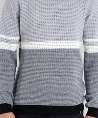 Sueter-Masculino-Bicolor-com-Listras-em-Trico-Gola-Redonda-Manga-Longa-Cinza-Mescla-8851858-Cinza_Mescla_4
