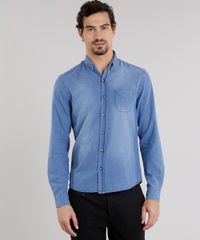 Camisa-Jeans-Masculina-Comfort-Estampada-Manga-Longa-Azul-Medio-9109732-Azul_Medio_1