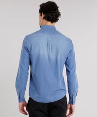 Camisa-Jeans-Masculina-Comfort-Estampada-Manga-Longa-Azul-Medio-9109732-Azul_Medio_2