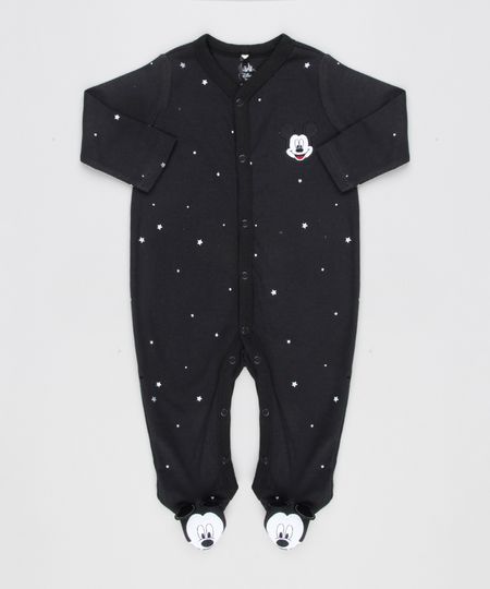 Macacao-Infantil-Mickey-Mouse-Estampado-de-Estrelas-Manga-Longa-em-Algodao---Sustentavel-Preto-8928711-Preto_1