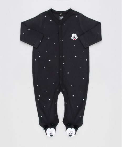 Macacao-Infantil-Mickey-Mouse-Estampado-de-Estrelas-Manga-Longa-em-Algodao---Sustentavel-Preto-8928711-Preto_1