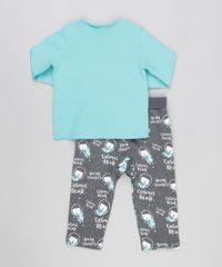 Conjunto-Infantil-de-Camiseta-Manga-Longa-Verde---Calca-Estampada-de-Ursos---Babador-em-Algodao---Sustentavel-Chumbo-8908985-Chumbo_2