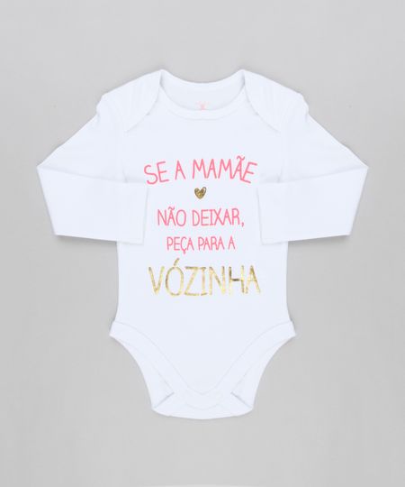 Body-Infantil--Se-a-Mamae-Nao-Deixar-Peca-Para-a-Vovo--Manga-Longa-Decote-Redondo-em-Algodao---Sustentavel-Branco-8920271-Branco_1