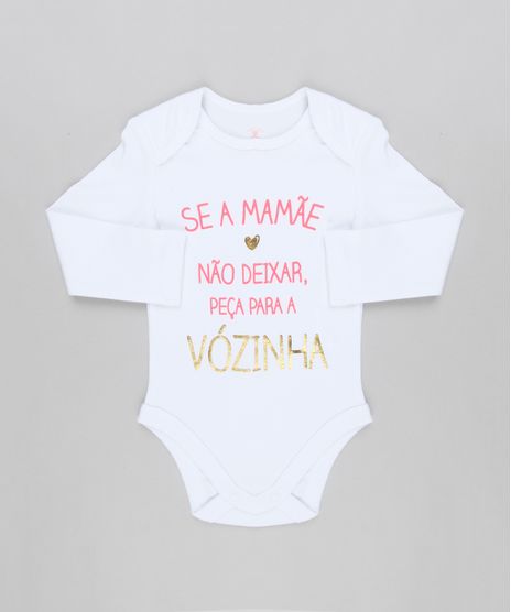 Body-Infantil--Se-a-Mamae-Nao-Deixar-Peca-Para-a-Vovo--Manga-Longa-Decote-Redondo-em-Algodao---Sustentavel-Branco-8920271-Branco_1
